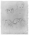 George Augustus Jr Baker Canvas Paintings - Sketches of Heads (from McGuire Scrapbook)